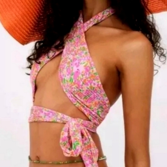 New!For Love and Lemons Dixie Wrapped Swim Bikini Top - Picture 3 of 12